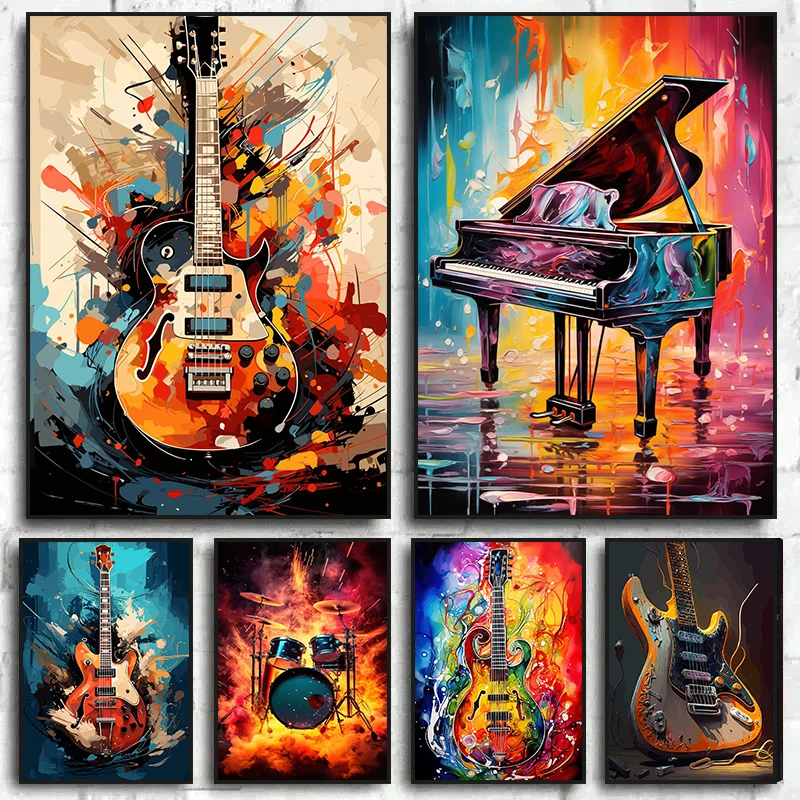 Musical Instrument Drum - Poster Instrumen Musik Seni Warna-warni Abstrak