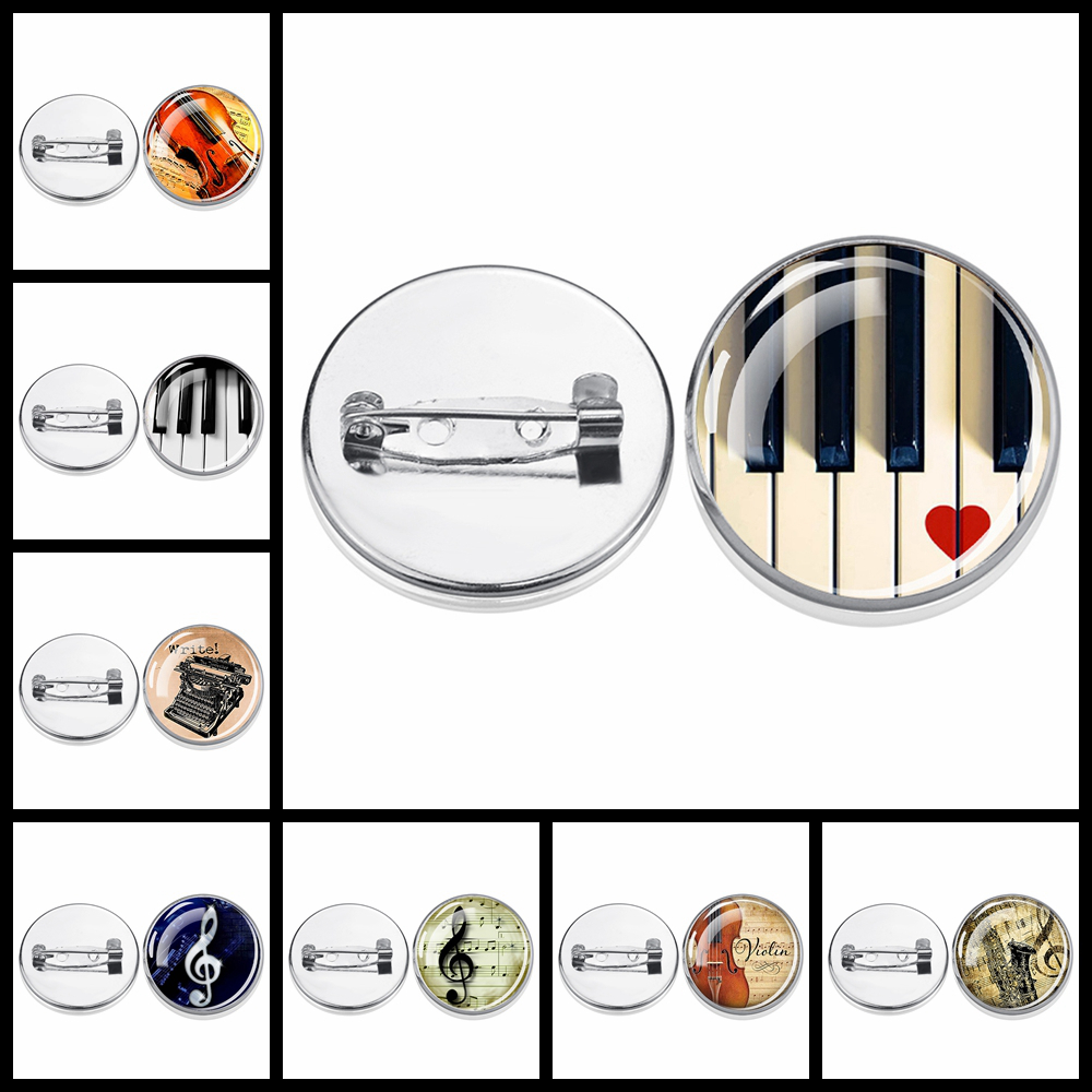 Musical Instrument Jewelry - 1 buah Bros Perak Cabochon Motif