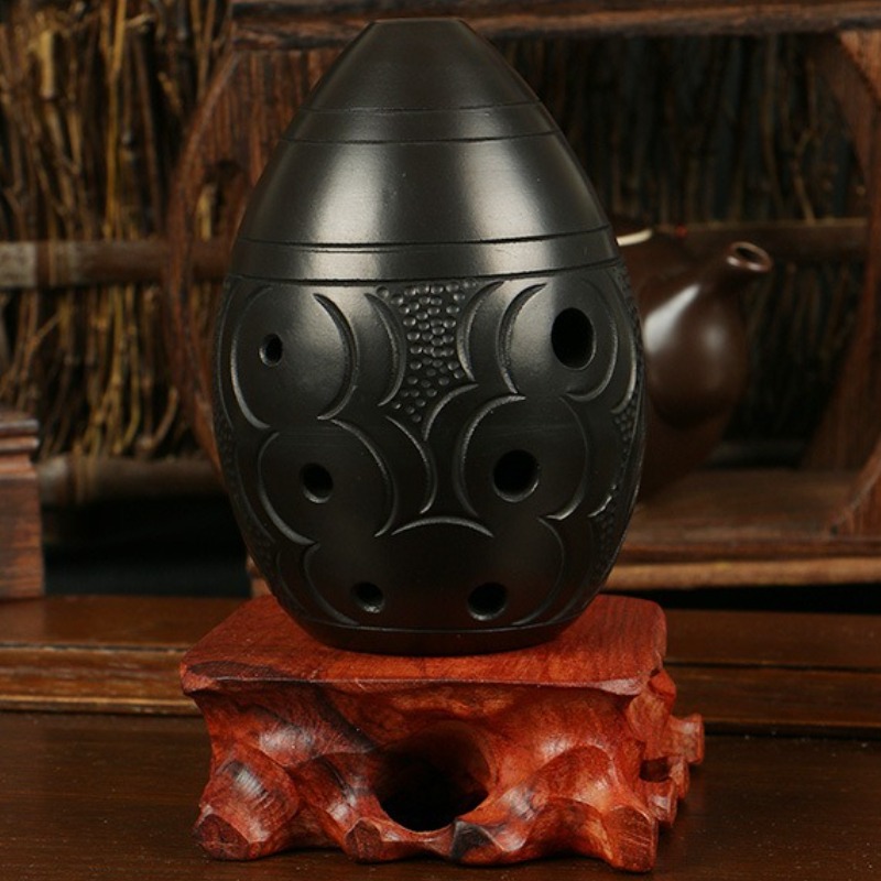 Musical Instrument Xun - Ocarina 8 Lubang Hitam Portabel Keramik