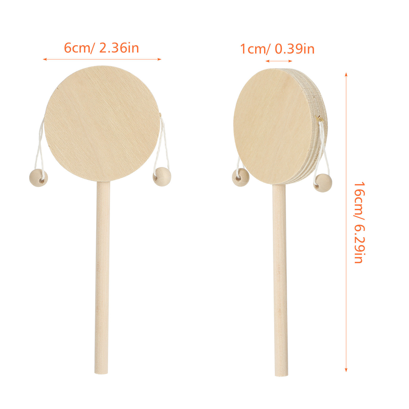1 Set Drum Rattle Kayu DIY Bel - Musical Instrument Painting ulasan dan harga
